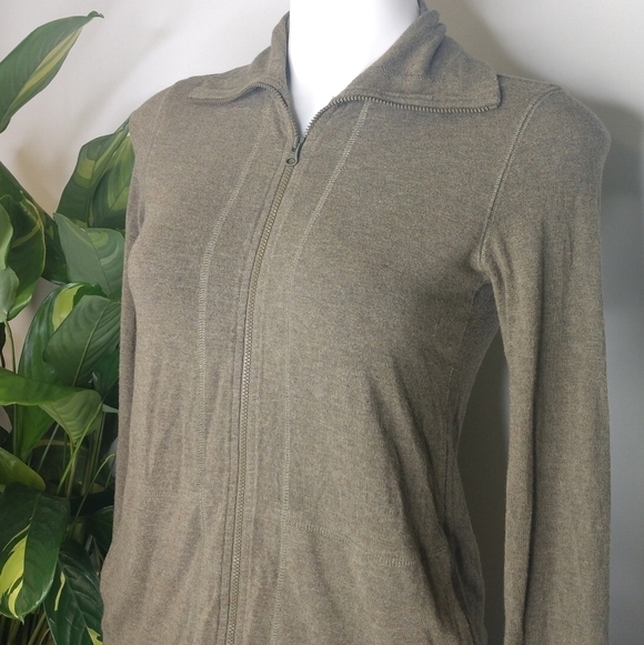 Eileen Fisher green stretch zip up size SP - Picture 2 of 5